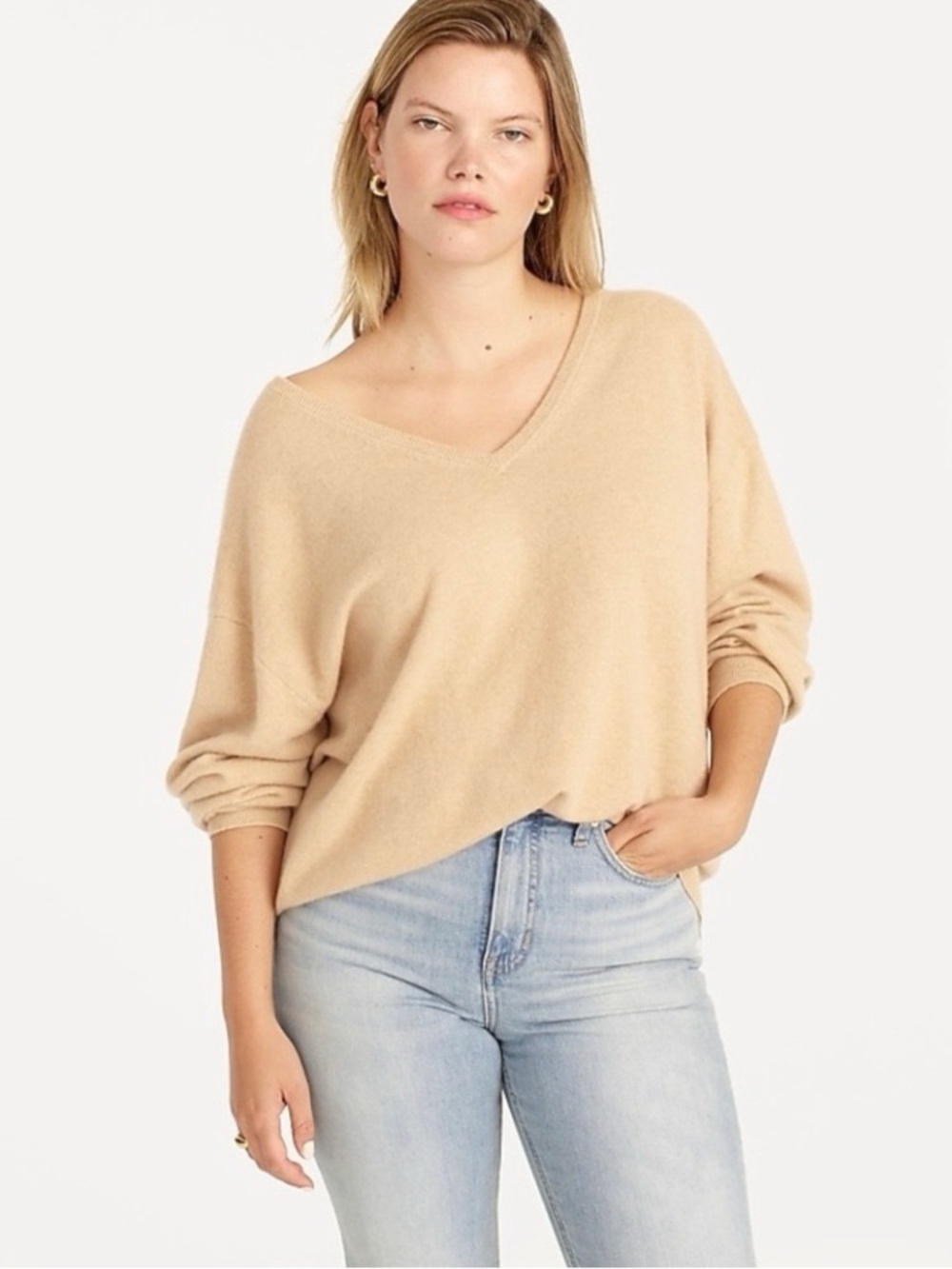 New JCREW XL Cashmere relaxed V-neck sweater